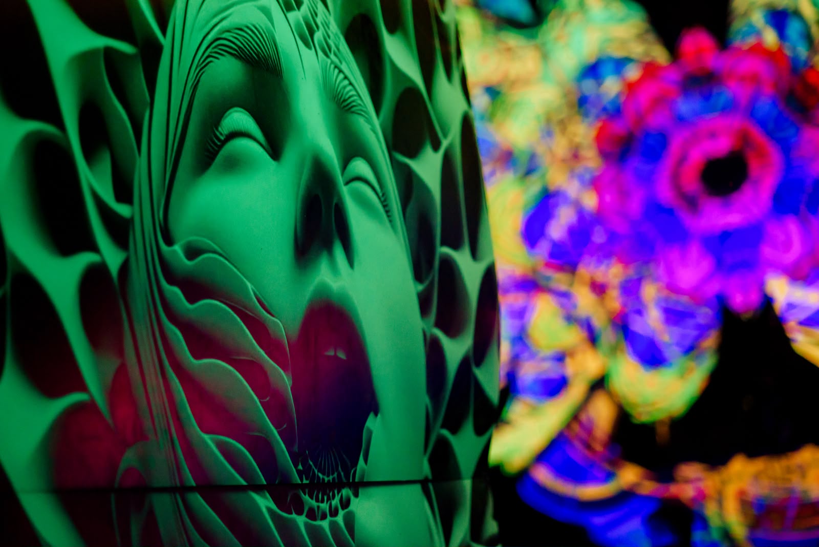 Close-up of illuminated installation artwork