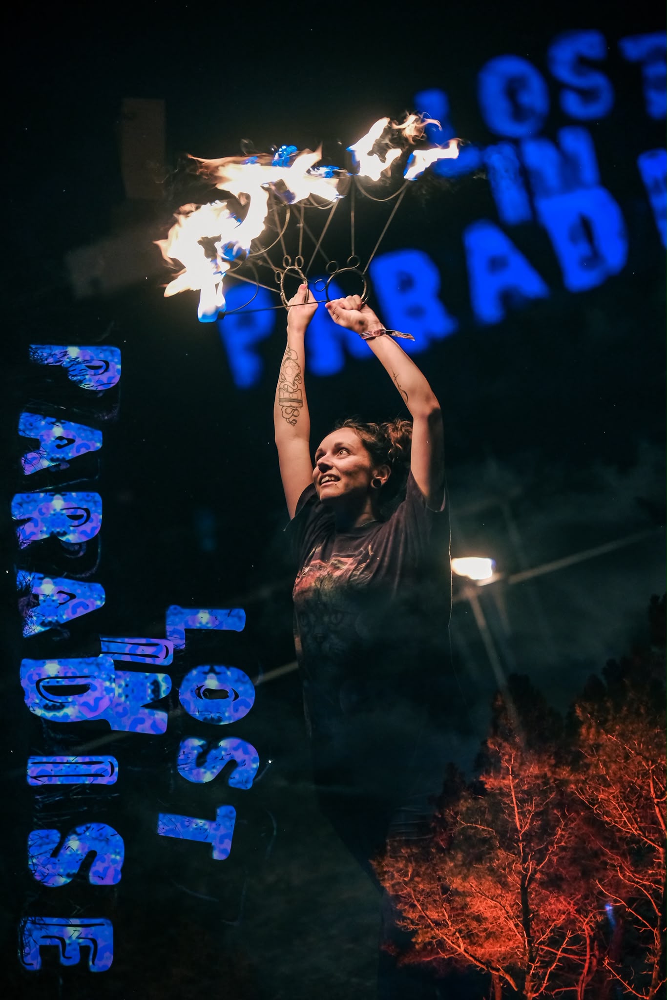 Fire-fan performance at Lost in Paradise